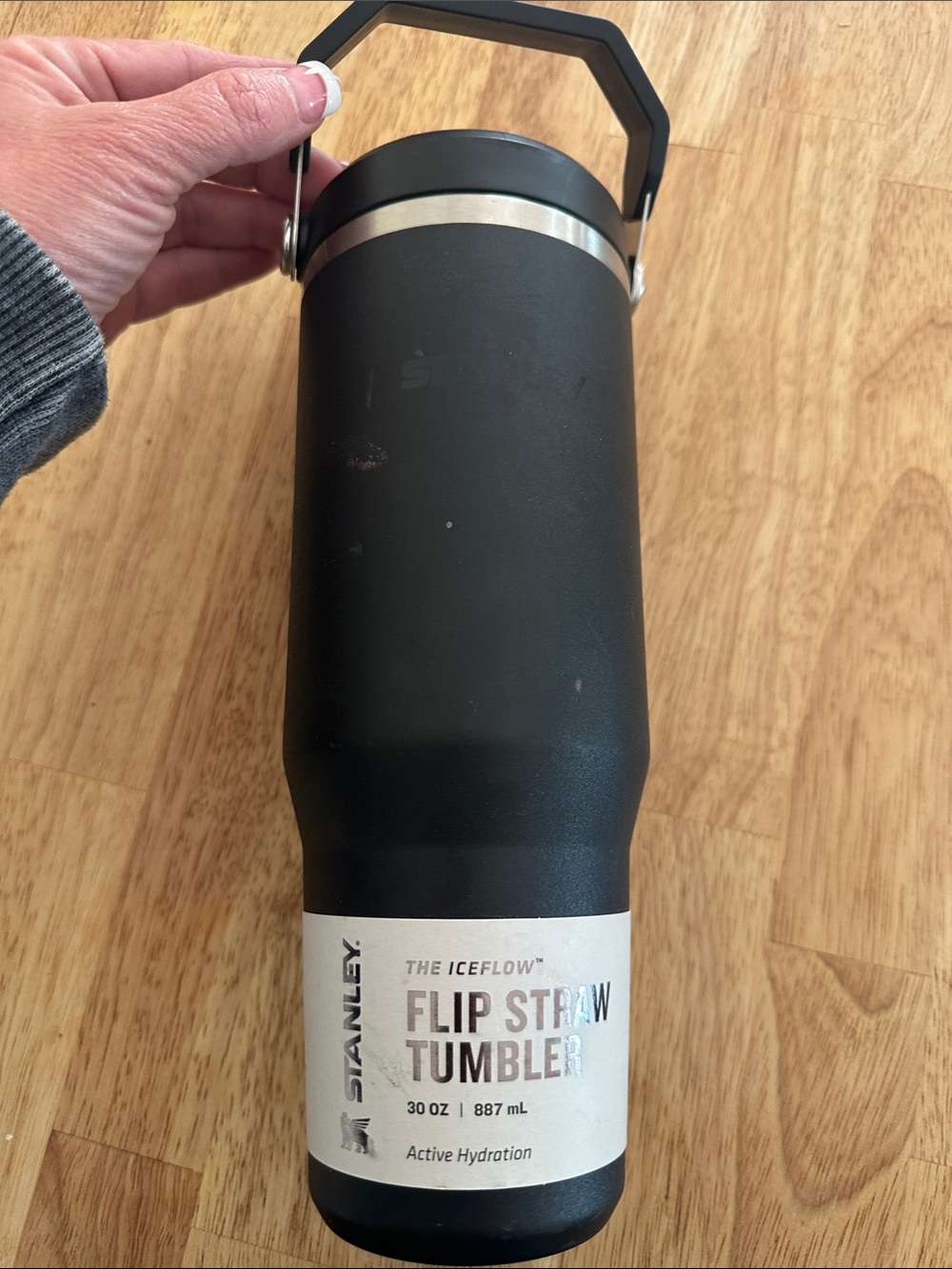 Stanley Black Flip Straw Tumbler with Silver Accent
